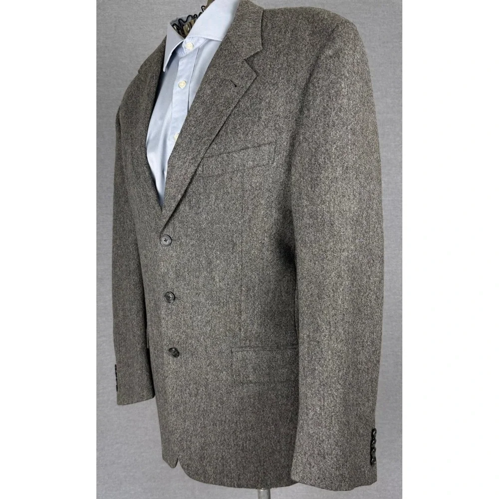 Joseph Abboud Saks Fifth Avenue Mens 2pc Suit Grey Wool 40R‎ 33x32 Tweed Blazer